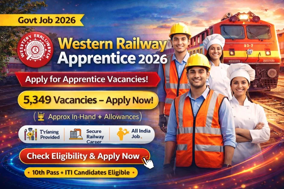 Western Railway Apprentice 2026 notification out for 5349 ITI posts. Check eligibility, age limit, merit selection, last date 23 March 2026, and how to apply at rrc-wr.com.