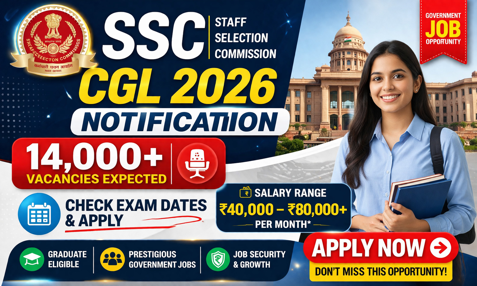 SSC CGL 2026 notification not yet released as of 4 April 2026. Check official status, expected dates, eligibility, vacancies, and how to apply at ssc.gov.in.